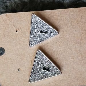 Guess Rhinestone Key In Triangle Large Pierced Earrings